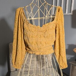 American Eagle Outfitters Mustard Floral Blouse